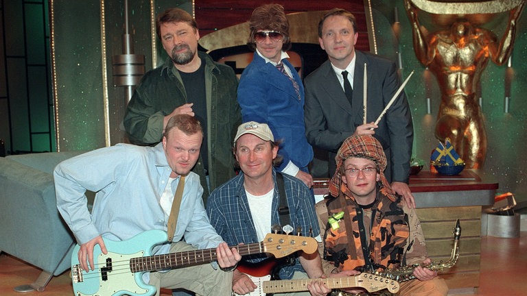 Stefan Raab bei seine Show TV Total mit Helge Schneider, Otto Waalkes, Olli Dittrich, Wigald Boning und Jürgen von der Lippe-
