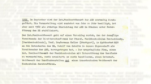 Archivmaterial zum Entstehen des ARD Musikwetteberbs