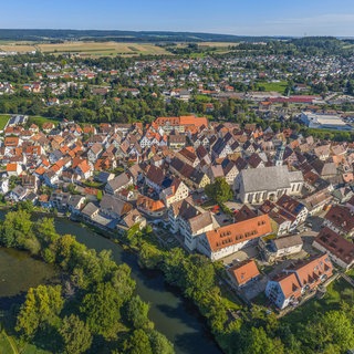 Die Stadt Munderkingen im Alb-Donau-Kreis aus der Vogelperspektive