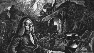 Ein Bild von Georg Friedrich Händel, wie er den Messias komponiert