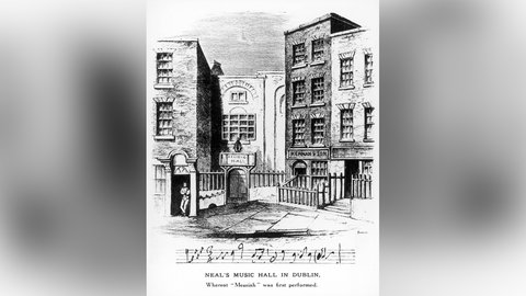 Zeichnung der Neal's Music Hall in Dublin