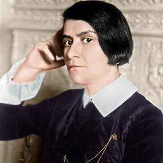 Else Lasker-Schüler, Porträtaufnahme 1932, digital koloriert.