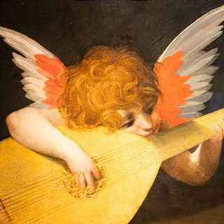 Engel mit Laute von Rosso Fiorentino, um 1521 – Öl auf Holz.
