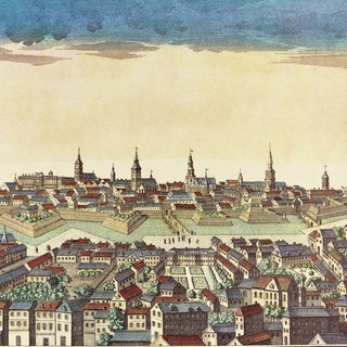 Berlin. Guckkastenbild (Deutschland), 18.Jh., Kupferstich, coloriert. Herausgegeben von Daumont. 