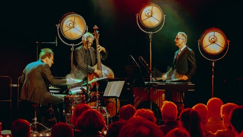 Trio: DRA beim Festival Enjoy Jazz Christopher Dell (Vibrafon), Christian Ramond (Bass), Felix Astor (Schlagzeug)