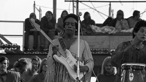 Jimi Hendrix bei seinem Auftritt auf dem Woodstock-Festival