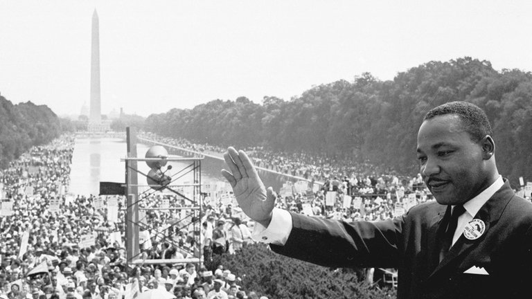 Dr. Martin Luther King, Anführer des Marsches für Bürgerrechte in Washington D.C. am 28.08.1963