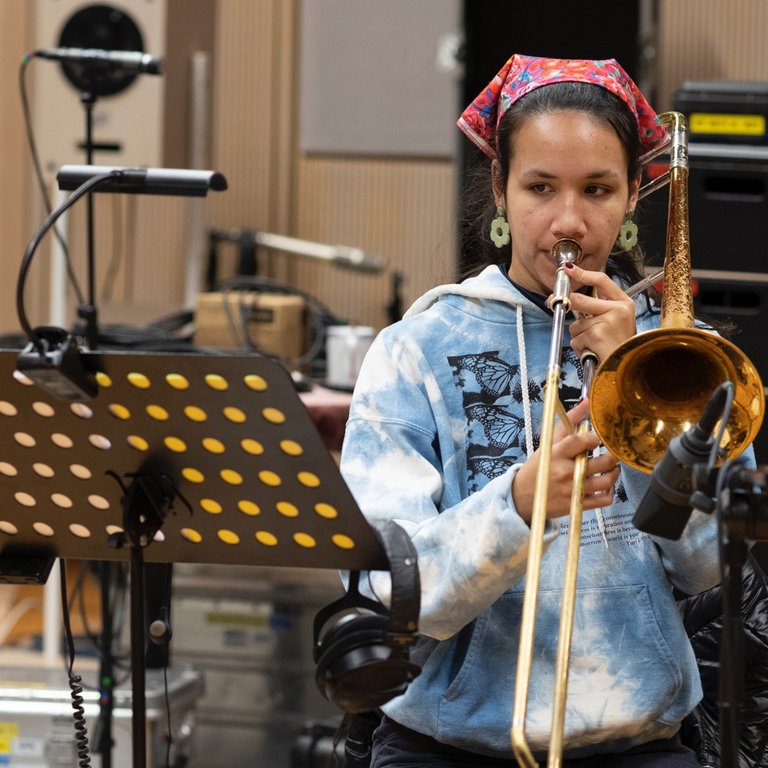 Proben beim SWR NEWJazz Meeting 2021 mit der Vibrafonistin Sasha Berliner