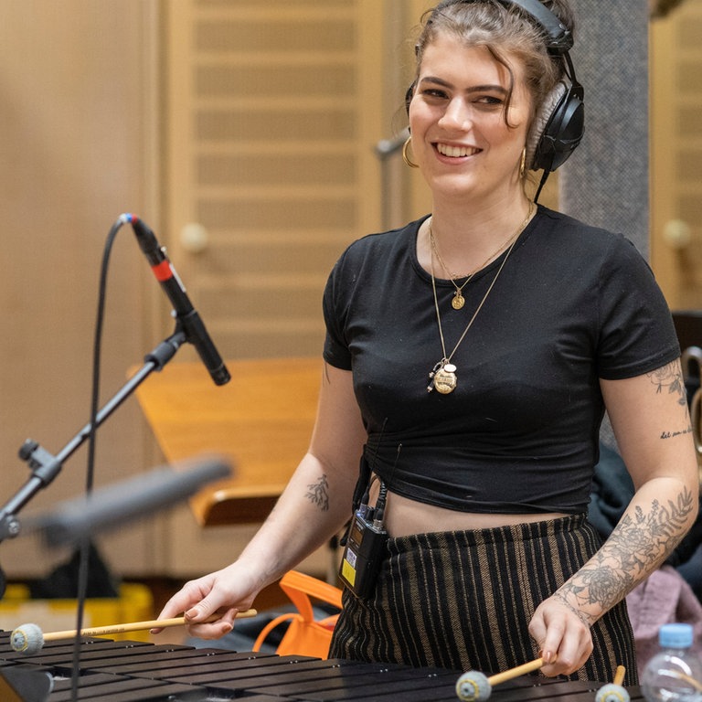Proben beim SWR NEWJazz Meeting 2021 mit der Vibrafonistin Sasha Berliner