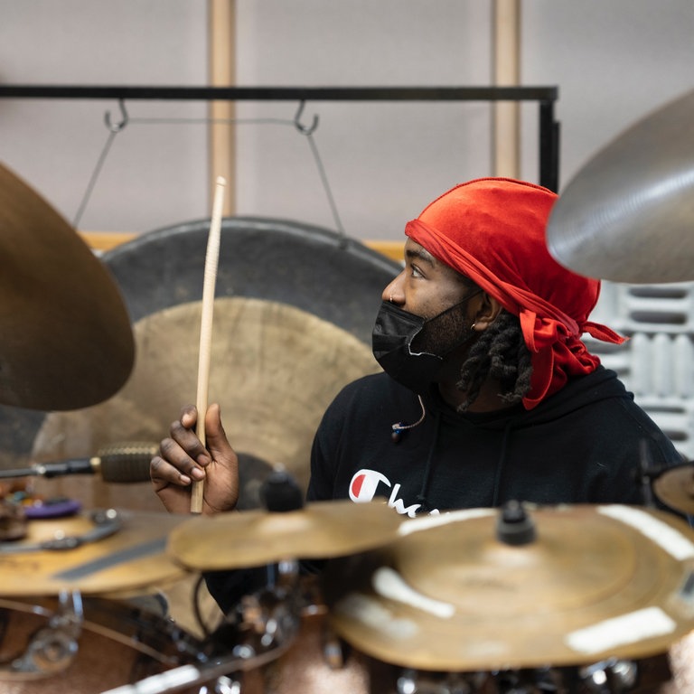 Proben beim SWR NEWJazz Meeting 2021 mit der Vibrafonistin Sasha Berliner