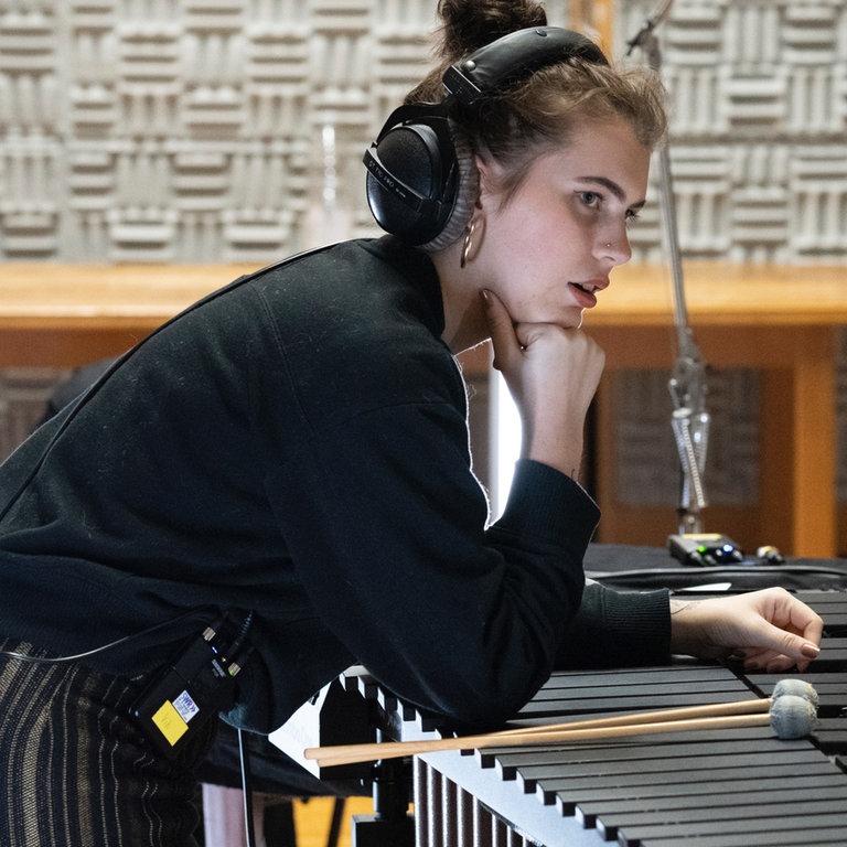 Proben beim SWR NEWJazz Meeting 2021 mit der Vibrafonistin Sasha Berliner