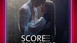 Ein Filmstill von Wuthering Heights von 2025. Heathcliff und Catherine stehen Stirn an Stirn im Regen