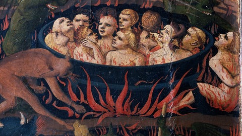Das jüngste Gericht - Die Hölle. Gemälde von Guido di Pietro (Fra Giovanni da Fiesole)