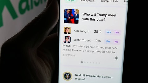 App eines Pognosemarktes am Smartphone. Wen Trump dieses Jahr noch treffen wird - auch darüber lässt sich Geld wetten. 