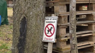 Ein Schild gegen Hundekot an einer Wiese