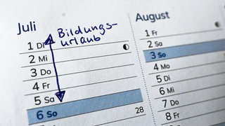 Ein handschriftlicher Eintrag «Bildungsurlaub» in einem Kalender.