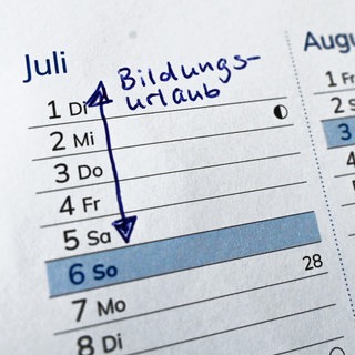 Ein handschriftlicher Eintrag «Bildungsurlaub» in einem Kalender.