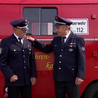 Alfred Lapp und Gustav Nübling von der freiwilligen Feuerwehr