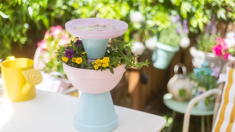 Vogeltränke aus Terracotta-Töpfen