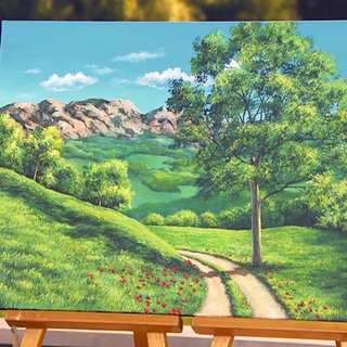 Berglandschaft mit Acrylfarben