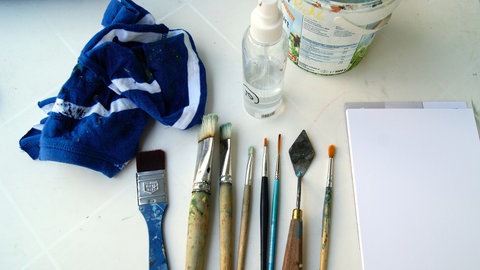 Berglandschaft mit Acrylfarben malen