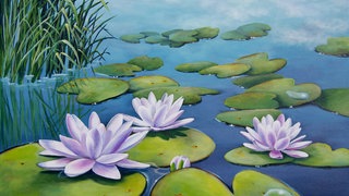 Seerosenteich aus Acrylfarben