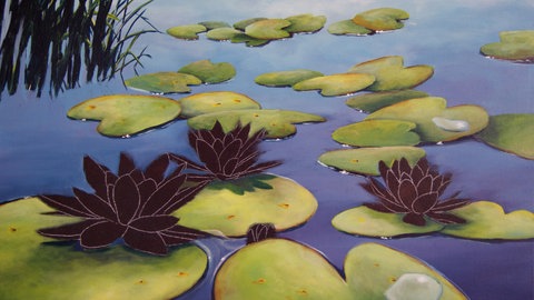 Seerosenteich aus Acrylfarben