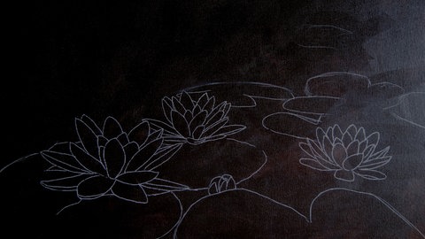 Seerosenteich aus Acrylfarben