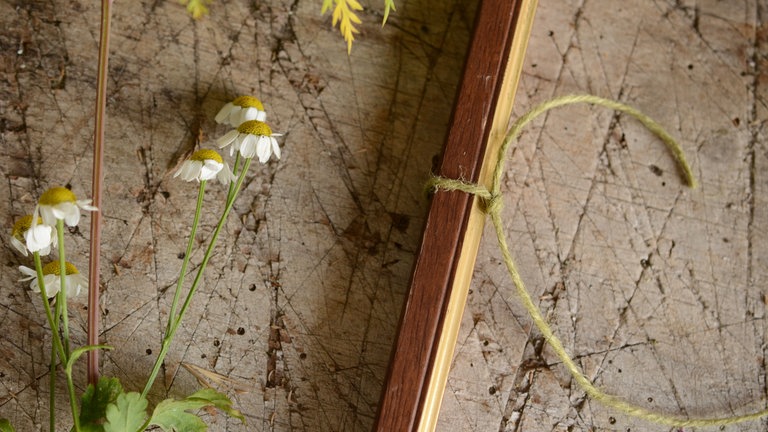 Die Schnur am Rahmen festbinden.