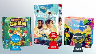 "Sky Team" ist das "Spiel des Jahres 2024. Das "Kinderspiel des Jahres" ist "Die magischen Schlüssel", das "Kennerspiel des Jahres" das Brettspiel "e-Mission".