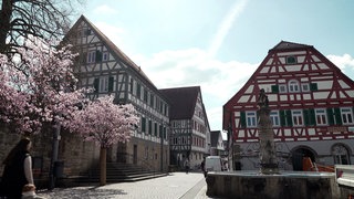 Fachwerkhäuser am Dorfplatz von Winterbach im Remstal