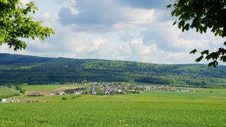 Wandern im Hunsrück: Blick auf Bäsch, einen Ortsteil der Gemeinde Thalfang.