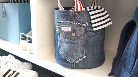Aufbewahrungskorb aus alten Jeans
