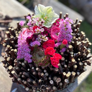 Rebenschnitt mit Früglingsblumen