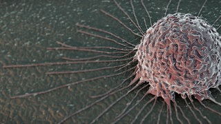 Illustration einer Brustkrebszelle, tags: Strategien Brustkrebs Blut