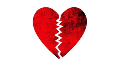 Zerbrochenes Herz (Illustration): Herzschmerz" ist für viele nur eine Metapher, ein Sprachbild, das sich auch noch reimt. Doch intensiver emotionaler Stress, wie bei Liebeskummer oder dem Verlust eines geliebten Menschen, kann den Körper und das Herz tatsächlich belasten. Was passiert da im Körper? 