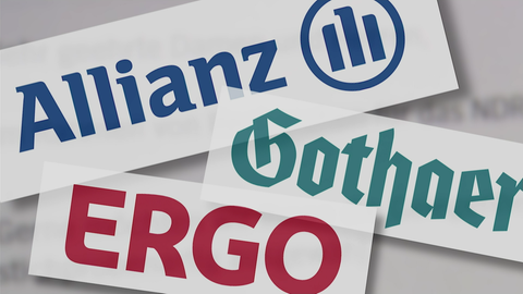 Die Logos der ERGO, Allianz und Gothaer Versicherungen.