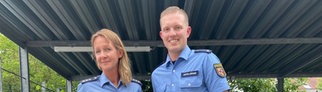 Polizeihauptkommissarin Tina volz (50)und Polizeikommisar Christian krollmann (24).  Beide von der PI Alzey  
