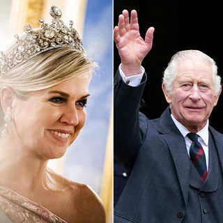 Montage aus Königin Máxima der Niederlande, König Charles III. und Kronprinzessin Victoria