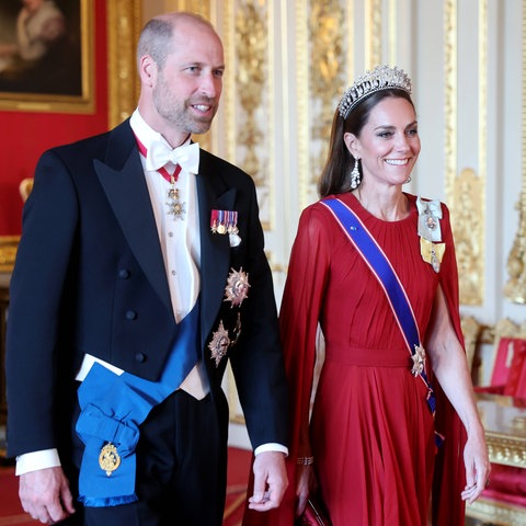 Prinzessin Kate und Prinz William auf dem Weg zum Staatsbankett für Präsident Macron.