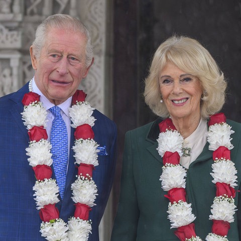 König Charles und Königin Camilla besuchen den Neasden Tempel in London.