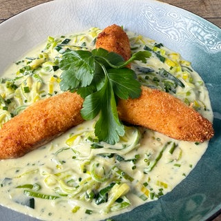 Lauchragout mit Kartoffelbällchen