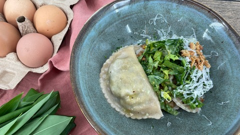 Schlutzkrapfen mit Bärlauchfüllung