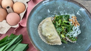 Schlutzkrapfen mit Bärlauchfüllung