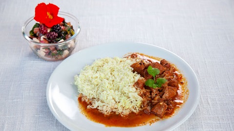 Ziegencurry mit Reis