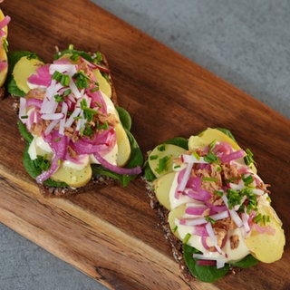 Dänische Kartoffelmadden - auch bekannt als Dänisches Smørrebrød mit Kartoffeln