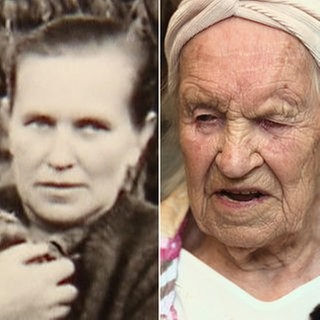 Gertrud Paulat in jungen Jahren und heute mit 110 Jahren