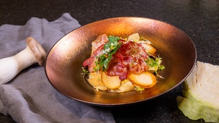 Ilzhöfer kocht für Jordi: Krautflecken mit Pilzen und Speck. 