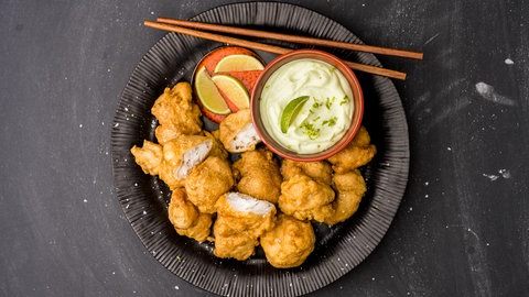 Zander-Knusperli mit Wasabi-Majo