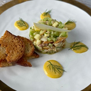 Räucherforellentatar mit Zitronen-Mayonnaise